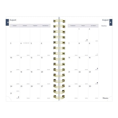 Blueline® Essential Academic Daily/Monthly Planner, August 2025 to July 2026, Twin-Wire Binding, Poly Cover, 8" x 5", Blossom Design, White (CA214PG.01-26)
