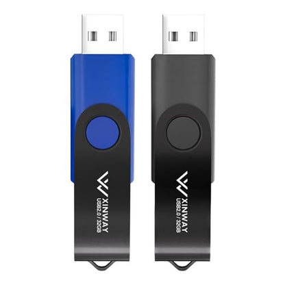 32GB USB 2.0 Flash Drives Thumb Drive Memory Stick Jump Drive Swivel Design, (2 Pack Tow Colors: Black Blue) - color: 32GB Black Blue
