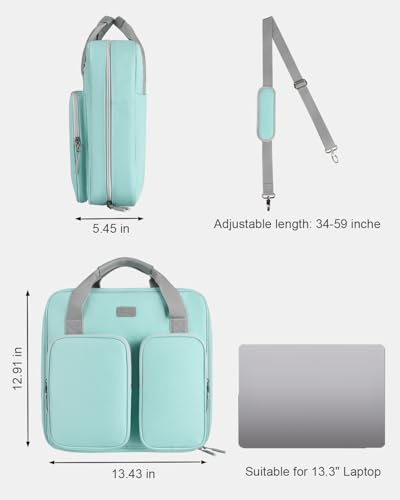 3 Inch Zipper Binder 3 Ring with Shoulder Strap & Multi-Pocket | Binder with Zipper Holds Up to 700 Sheets for Office School, Compatible with 13” MacBook Laptop ipad, Light Blue - color: Light Blue