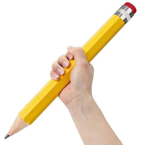 Giant Pencil, 14 Inch Big Jumbo Pencils, Funny Oversized Huge Comically Large Pencil with Cap for Prop/Gifts/Decor(Yellow) - color: Yellow