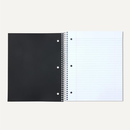 Amazon Basics College-Ruled 3-Subject Spiral Notebook, 150 Sheets, 8.5 x 11 inches, Black - color: Black, style: College Ruled 150 Sheets