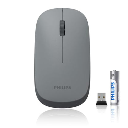 Philips Wireless Bluetooth Mouse for Laptop, Bluetooth Mouse for MacBook Pro/Air and iPad, Travel Silent USB Wireless Mice, BT 3.0/5.0 and 2.4GHz USB Dongle, 1600 DPI, 12-Month Battery Life