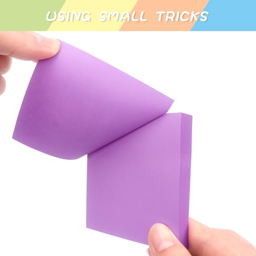 Sticky Notes 3x3 Self-Stick Notes Pads with 6 Bright Colors, Easy to Post for Office, Shool, Home, 6 Pads/Pack, 100 Sheets/Pad (Purple) - color: Purple