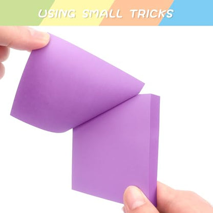 Sticky Notes 3x3 Self-Stick Notes Pads with 6 Bright Colors, Easy to Post for Office, Shool, Home, 6 Pads/Pack, 100 Sheets/Pad (Purple) - color: Purple