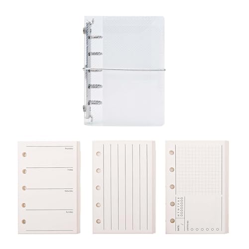 AxeWoodz Clear A8 Binder PP Trifold Binder 5 Rings Loose Leaf Binder Notebook with 120 Sheets A8 Refill Paper (Vertical Lined&to Do List&Weekly Plan) - style: Vertical Lined&To Do List&Weekly Plan