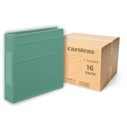 Carstens 2-Inch Heavy Duty 3-Ring Binder - Side Opening, Mint, Durable Plastic, No-Gap Rings, Waterproof Covers, No Pockets, Holds 300 Letter-Sized Sheets, BPA-Free, Made in USA (2827-3R), Case of 16 - color: Seafoam Green, size: Case of 16