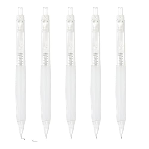 M&G 5Pcs Mechanical Pencil Set, 0.5mm Mechanical Lead Pencils for Drafting Sketching Art Class Writing Office Classroom, White