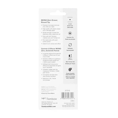 Tombow 57315 MONO Zero Eraser and Refill Value Pack, Round 2.3mm. Precision Tip Pen-Style Eraser with Refill - style: Round