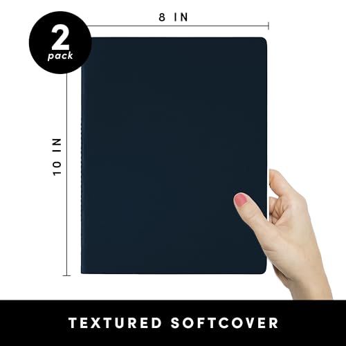 PAPERAGE Soft Cover Blank Journal Notebook, 2 Pack, (Navy), 100 Pages, Large 7.5 inches x 9.5 inches, Ideal for Sketch Book, Note Taking & Travel Journal - color: Navy, style: Plain 100pgs (2 Pack)