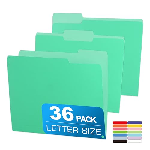 36 Packs Colored File Folders,Light Green File Folders,Two Tone Color File Folder 8.5 x 11 Inch,1/3 Cut Tabs Letter Size,Manila File Folders for Office,School and Home,Organization - color: Light Green, style: 36 Packs