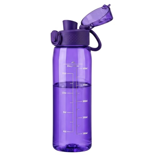 GOPPUS 20oz Kids Water Bottle with Time Marker & Handle, Tritan BPA-Free, Reusable Leakproof Anti-Dust Everyday, Clear Kids Water Bottles For School,Car Travel, Gifts Boys Girls(Dark Purple) - color: Dark Purple