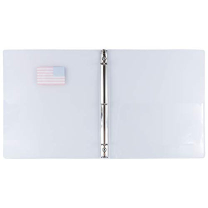 JAM PAPER Plastic 0.75 inch Binder - American Flag Clear 3 Ring Binder - Sold Individually - color: United States Flag, size: 0.75 inch