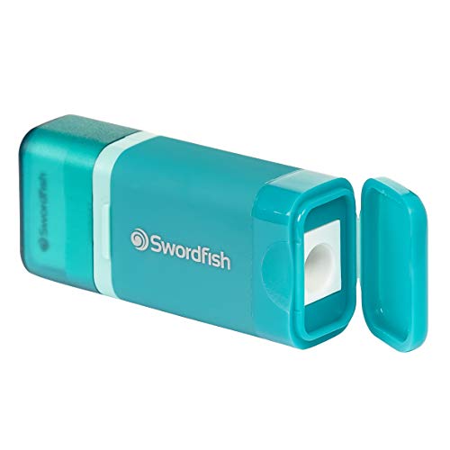 Swordfish Combo Pencil Sharpener with Mess-Free Canister and Eraser [Pack of 1] Turquoise [40294] - size: pack of 1