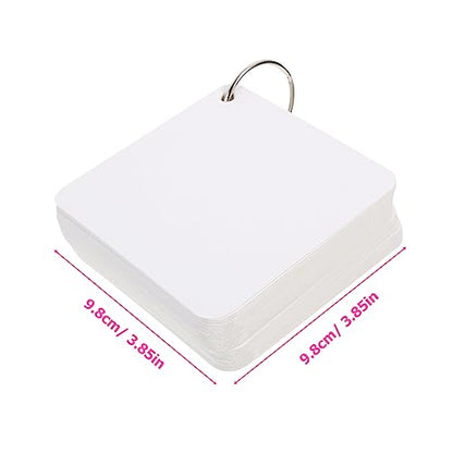 Blank Flash Cards 200-piece Index Cards Metal Ring Binder Pre-punched Holes for Learning Organization