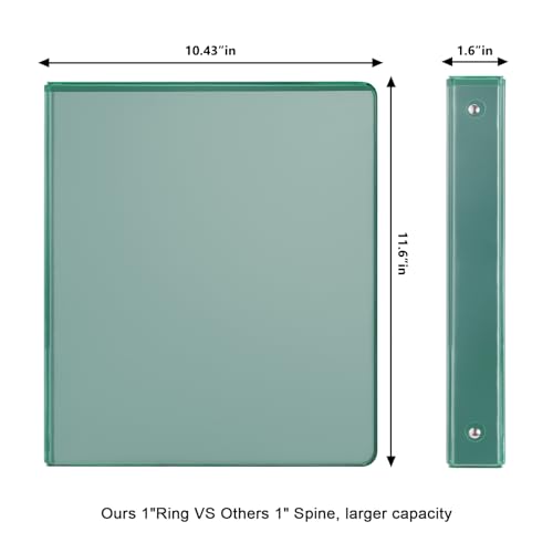 COMIX 3 Ring Binder 1 inch with Clear View Cover, 1" View Binder Holds 200 Sheets of US Letter Size Paper, 6 Pack (Green) - color: Green, size: 1 inch, style: 6-Pack