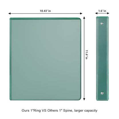 COMIX 3 Ring Binder 1 inch with Clear View Cover, 1" View Binder Holds 200 Sheets of US Letter Size Paper, 6 Pack (Green) - color: Green, size: 1 inch, style: 6-Pack
