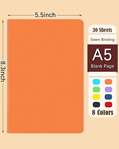 Gwybkq A5 Notebooks Bulk Blank Journals 16 Packs(5.5x8.3), Travel in Bulk Colorful Soft Cover, Sketchbook with No Lines Writing Diary Subject Notebooks Planner 30 Sheets/60 Pages - style: Unlined