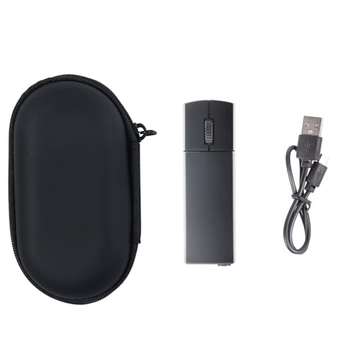 elec Space Wireless Mini Finger Mouse - Silent Dual-Mode Bluetooth & 2.4GHz, Ergonomic Portable PC Mice with Case, Compatible with MacBook and Chromebook - color: Black