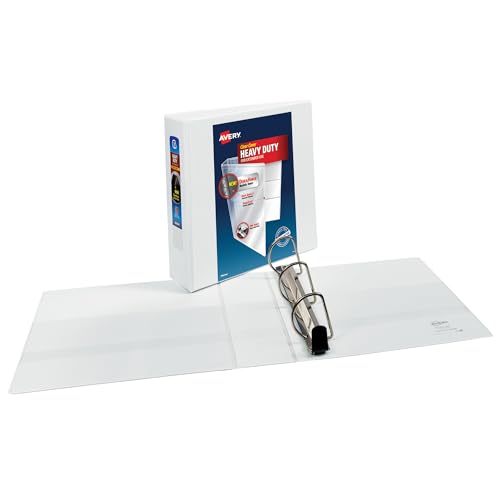 Avery Heavy-Duty View 3 Ring Binder, 3" One Touch Slant Rings, Holds 8.5" x 11" Paper, 2 White Binders (79791) - size: 3"
