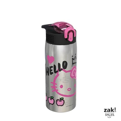 Zak Designs Sanrio Water Bottle for Travel and At Home, 19 oz Vacuum Insulated Stainless Steel with Locking Spout Cover, Built-In Carrying Loop, Leak-Proof Design (Hello Kitty) - color: Hello Kitty