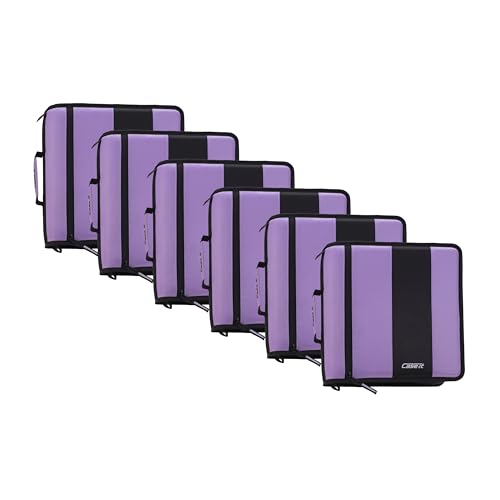 Case-it Classic Zipper Binder | 2-Inch O-Rings, 350 Sheet Capacity, Multiple Storage Pockets & Shoulder Strap | School & Office Organizer | D-251 Lavender | 6 Pack - color: Lavender, size: 6 Pack