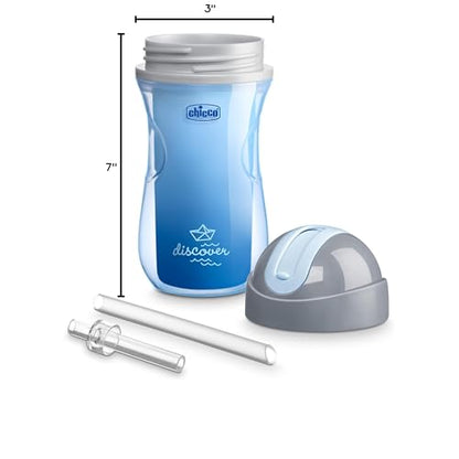 Chicco Insulated Sippy Cup w/ Straw, 9oz, Blue/Teal, 2pk (Pack of 3) - color: Blue Discover/Teal, size: 9 Ounces, 2 Count (Pack of 3)