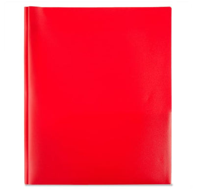 LLC Office Products Plastic Folders with 2 Pockets, Letter Size Poly Folders with 3 Metal Prongs Fastener Clips, (RED) - color: Red
