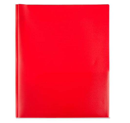 LLC Office Products Plastic Folders with 2 Pockets, Letter Size Poly Folders with 3 Metal Prongs Fastener Clips, (RED) - color: Red
