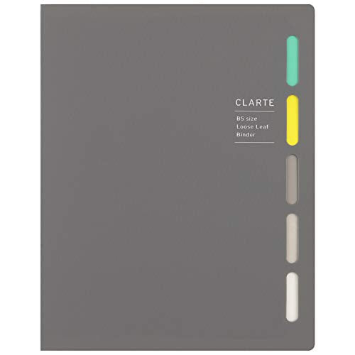 Maruman CLARTE B5 Size 26-Ring Binder, 5 Index Window Cover, with 5-tab dividers + 10 Loose Leaf Papers + 1 Clear Pocket, Gray, 1 EA (F311-11) (Pack of 2) - color: Gray, size: B5 (Pack of 2)