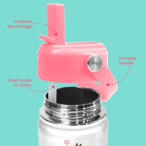 Flamingo Water Bottle - Kids Water Bottle with Straw Lid - 12 Oz Insulated Stainless Steel Water Bottles for Kid Girls - Travel Cup for School Sports - color: Flamingo 1