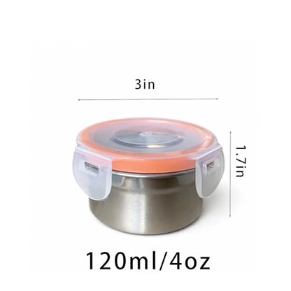 [6 Pack 4 Oz Small Condiment & Dip Containers with Leakproof Lids, Reusable Stainless Steel Bento Box Sauce Cups for Lunches, Picnics & Kitchen Storage (6PC Mixed) - size: 6PC Mixed