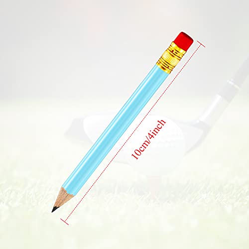Outus 72 Pieces Golf Pencils Half Pencils with Eraser Mini Bulk Short #2 HB Pre Sharpened for Bridal Shower Wedding Office(Light Blue) - color: Light Blue