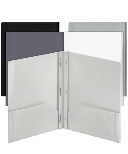Mr. Pen- Plastic Folders with Pockets and Prongs, 5 Pack, Letter Size | Flexible Plastic Folders with Prongs, Black and White Theme - color: Black and White, size: 5 Pack