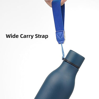 Konokyo 18 oz Insulated Stainless Steel Metal Water Bottle with Strap - color: Navy Blue, size: 18 Ounces