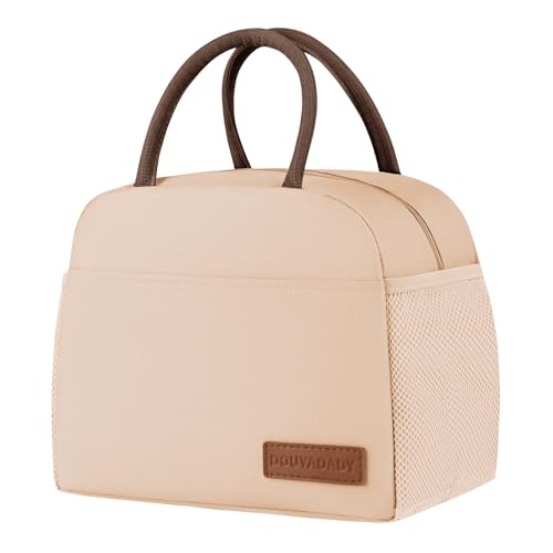 douyadady Lunch Bag&Box Women/Men Insulated&Reusable | Spacious Lightweight Waterproof Sturdy Durable Great Value For Office Work School Picnic Travel - color: Beige