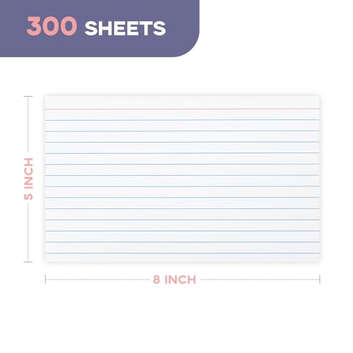 White 5x8 Index Cards Single Sided Ruled 300PCS Goefun | Flashcards, Notecards for Studying, Recipes, Memo Cards, Office, Supply, DIY, Presentation - color: white, size: 5x8-300 pack