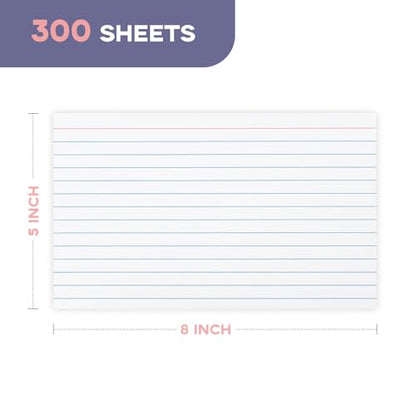 White 5x8 Index Cards Single Sided Ruled 300PCS Goefun | Flashcards, Notecards for Studying, Recipes, Memo Cards, Office, Supply, DIY, Presentation - color: white, size: 5x8-300 pack