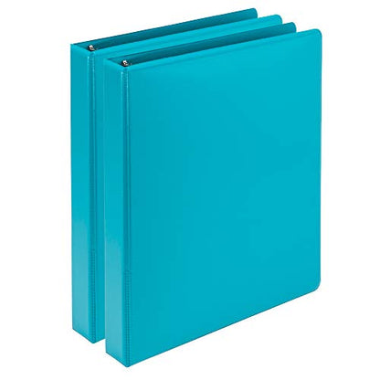 Samsill Plant-Based 1 Inch Durable Round Ring, View Binder, Eco-Friendly, USDA Certified Biobased, 2 Count, Pack of 1, Turquoise - color: Turquoise, size: 1", style: 2 Pack