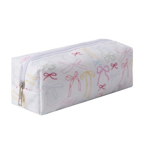 Large Capacity Canvas Pencil Case for Students Cute Aesthetic Pen Pouch Stationery Organizer Bag for School Portable Makeup Bag for Daily Use Kawaii Pencil Box for Girls Teens Kids (Canvas-R) - color: Canvas-R