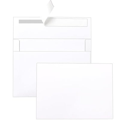 Silunkia 100 Packs White Note Cards and Envelopes 4.25 x 5.5 Heavyweight Flat Cardstock and A2 Envelopes Printable Self Seal for Greeting Cards, Thank You Notes, Birthday - color: White, size: 4.25x5.5-100pcs