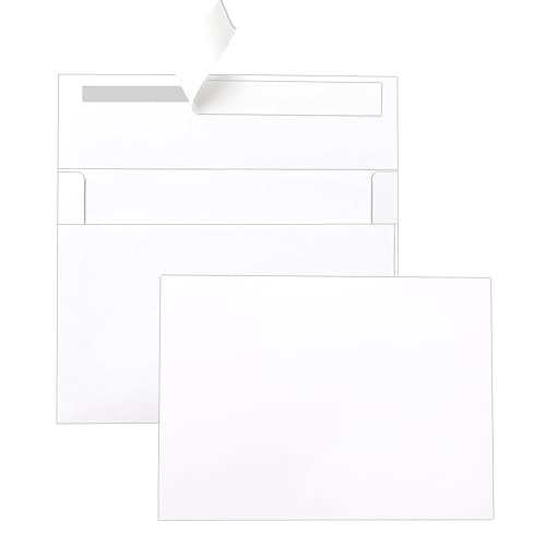 Silunkia 100 Packs White Single Panel Blank Cards and Envelopes 5 x 7 Heavy Flat Cardstock and A7 Envelopes Self Seal for Wedding Invitations, Birthday Party, DIY Greeting Cards, Graduations - color: White, size: 5x7-100pcs