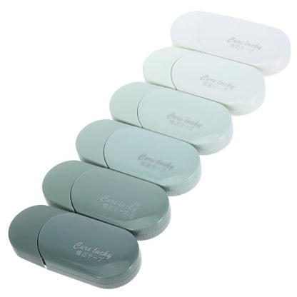 Healeved Correction Tape Green Plastic Dispenser 6pcs for Students with Large Capacity and Smooth Precise Corrections Suitable for School and Home Use