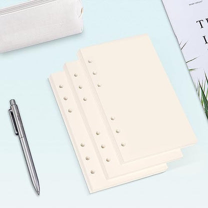Toplive A6 Refill Paper, 4 Pack, 360 Pages, 100GSM Thick, 6 Hole Filler Inserts, Loose Leaf, for 6 Ring Binder Journal Notebook - style: Blanks 4 Pack