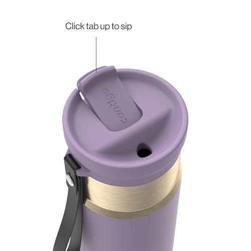 Contigo SnapSeal 473.2ml(16온스) 스테인리스 스틸 진공 단열 물병, 누출 방지 자동 닫힘 뚜껑(빨대 호환) 및 휴대용 스트랩, BPA 프리 및 납 프리, 식기세척기 사용 가능 - color: 퍼플 당근 샴페인, size: 16온스