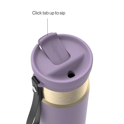 Contigo SnapSeal 709.8ml(24온스) 스테인리스 스틸 진공 단열 물병, 누출 방지 자동 닫힘 뚜껑, 휴대용 스트랩 및 재사용 가능한 빨대, BPA 프리 및 납 프리, 식기세척기 사용 가능 - color: 퍼플 당근 샴페인, size: 24온스
