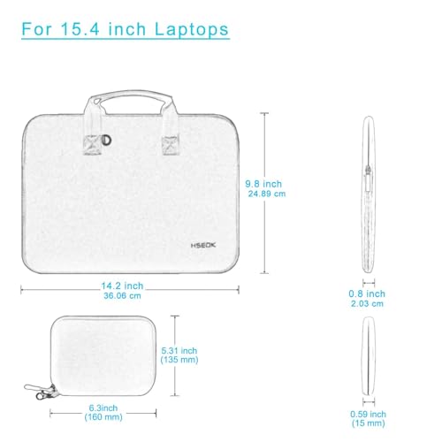 Hseok 15-15.4 inch Elastic Laptop Sleeve with Small Case, Neoprene Carrying Bag, Compatible with MacBook Air/Pro 15 M4/M3/M2, Surface Laptop 15, XPS 15 and 15-15.4 inch Notebooks,Light Blue - color: S02b01, size: 15.0"-15.4"