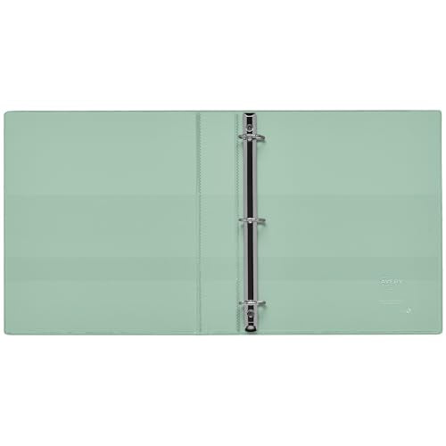 Avery Heavy-Duty View 3 Ring Binder, 1.5 Inch One Touch Slant Rings, 375-Sheet Capacity, DuraHinge, 2.1 Inch Wide Spine, Customizable Clear Cover and Spine, 1 Pastel Sage Green Binder (79819) - size: 0