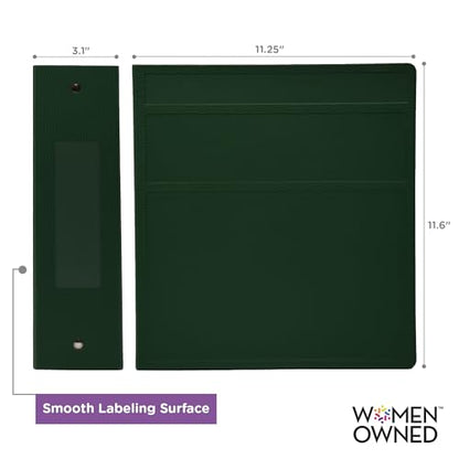 Carstens 3-Inch Heavy Duty 3-Ring Binder - Side Opening, Forest Green, Durable Plastic, Precision No-Gap Rings, Waterproof Cover, No Pockets, Holds 400 US Letter Sheets, BPA-Free Made in USA (1738-3R) - color: Hunter Green, size: Case of 14
