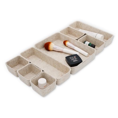 Welaxy 8pc Nordic Minimalist Desk Organizer Tray Beige Oatmeal Storage - color: Oatmeal