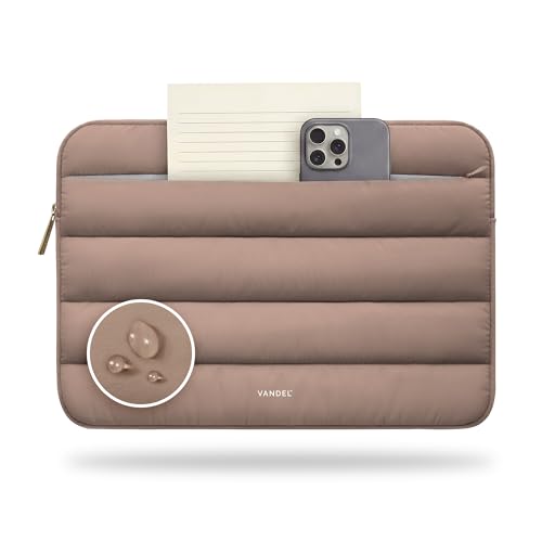 Vandel Puffy Laptop Sleeve Case for 13-14 inch Laptop Sleeve Bag Case 13.3 Inch with Zipper Pocket, Compatible with MacBook Air 13, Pro 14/13 iPad Pro 12.9, HP Dell ASUS, Computer Bag Cover - color: Latte